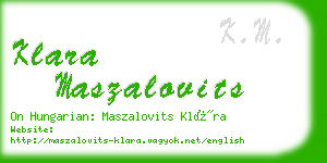 klara maszalovits business card